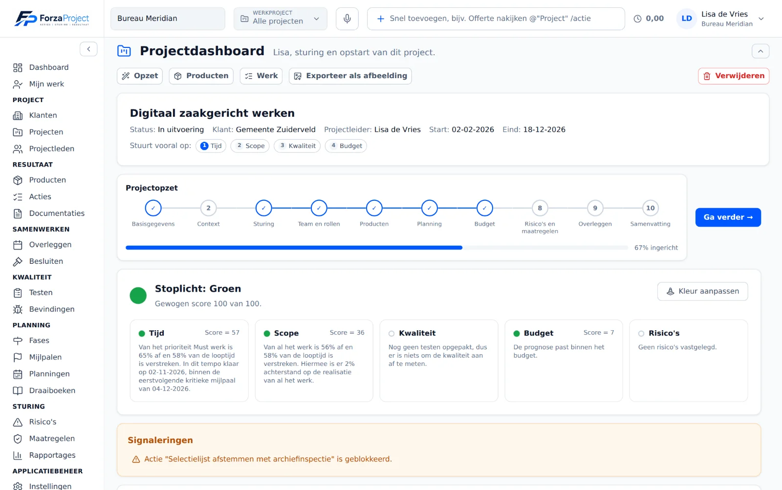 Duik door naar één project en zie waar het vastloopt